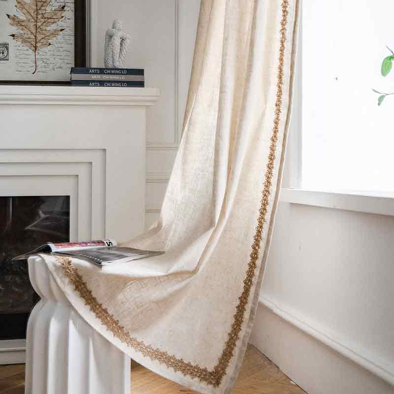 Retro Beige Linen Cotton Curtain - magicclothlife