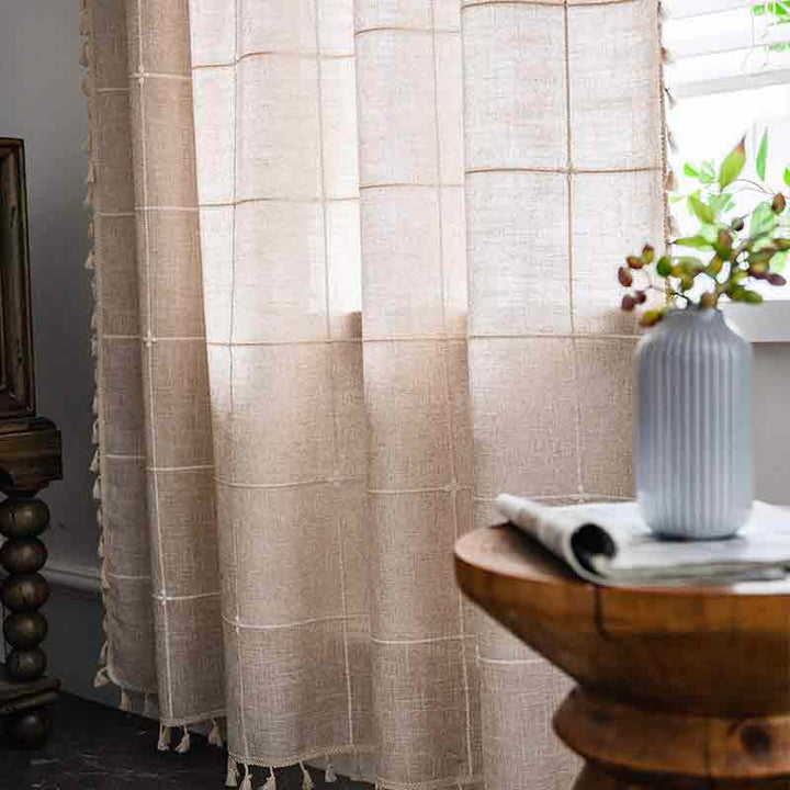 Vintage Coffee Color Cotton Linen Curtain - magicclothlife