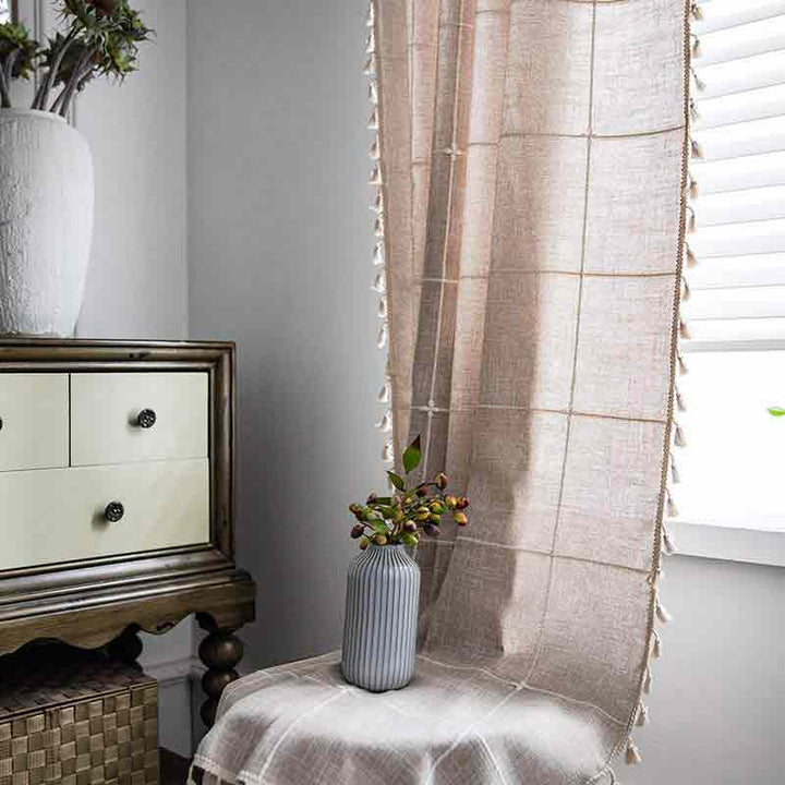 Vintage Coffee Color Cotton Linen Curtain - magicclothlife