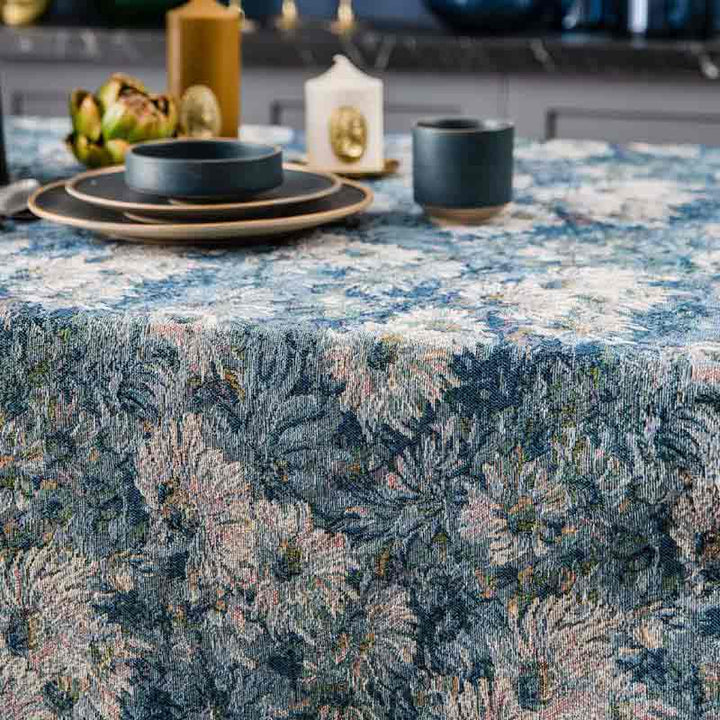 Vintage Plant Blue Floral Tablecloth - MagicClothLife | Home Shop